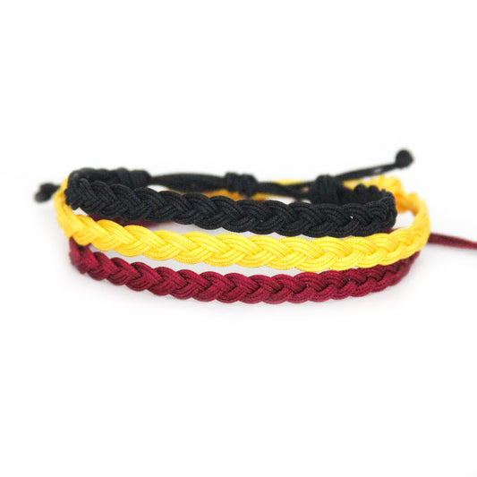 Maroon, Gold, and Black Wizard House Braided Bracelet Set