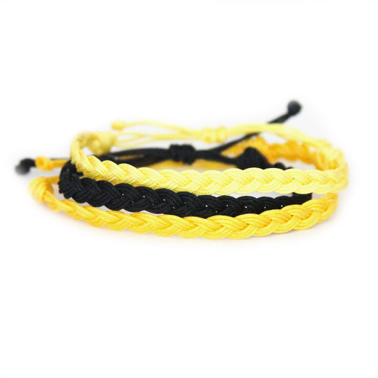 Yellow, Gold, and Black Wizard House Braided Bracelet Set