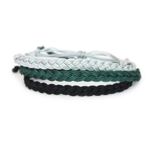 Dark Green, Gray, and Black Wizard House Braided Bracelet Set